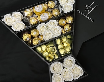 Ramo de chocolate exclusivo de Ferrero Rocher con rosas de marfil / Regalo perfecto para cumpleaños, agradecimiento, Eid Mubarak y más