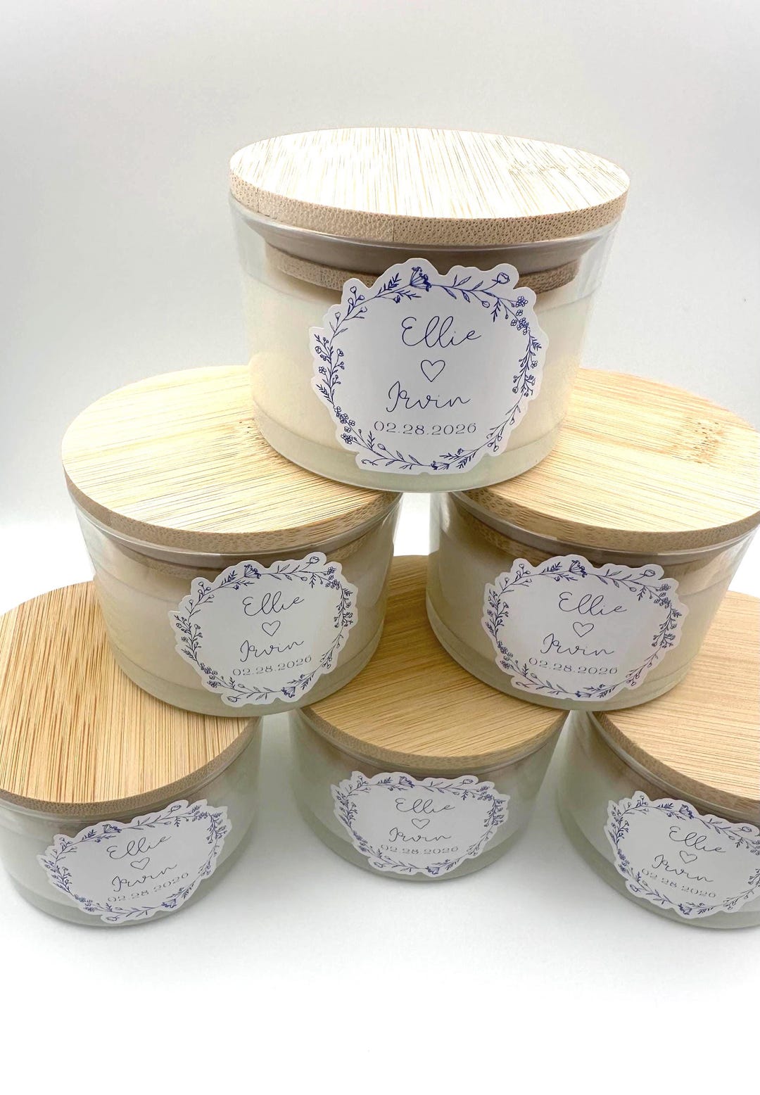 Personalized Wedding Candle Favors | 4 Oz Glass Jar With Etched Wooden ...