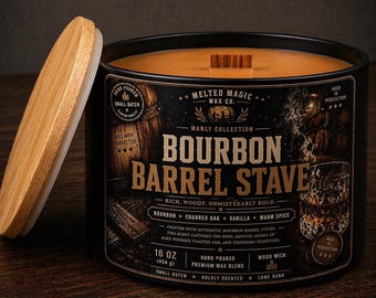Staafkaars met bourbonvat – houten lont, tabak, leer, muntgeuren Julep