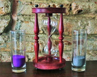 Wedding Sand Ceremony Hourglass, Amaranth Wood, Unity Sand Timer, No Extra Fees for US Buyers