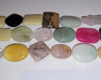 SALE! Mixed stone beads semiprecious mix mixed stone focals focal beads statement beads small pendant beads