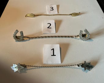 3 Vintage 1950’s Sweater Shawl Collar Clip Guards  Taxco 925 Sterling