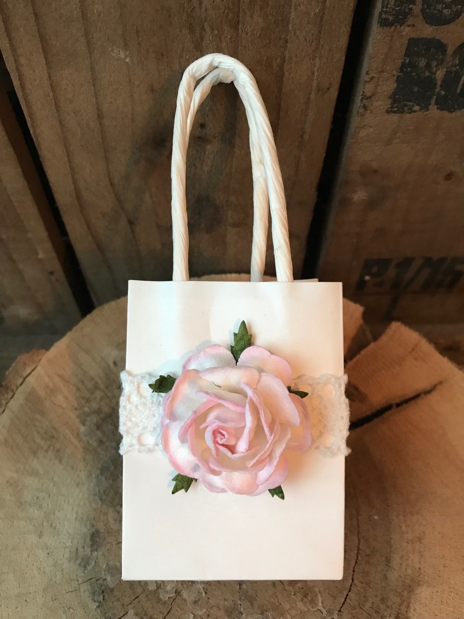 Mini Rose Gift Bags x 3 with pink organza bags Etsy