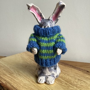 Quirky rabbit ornament for living room, Handmade Ceramic Rabbit, decoration, Sculpture, Figurine, Decor, Pottery - meet Buster Bunny