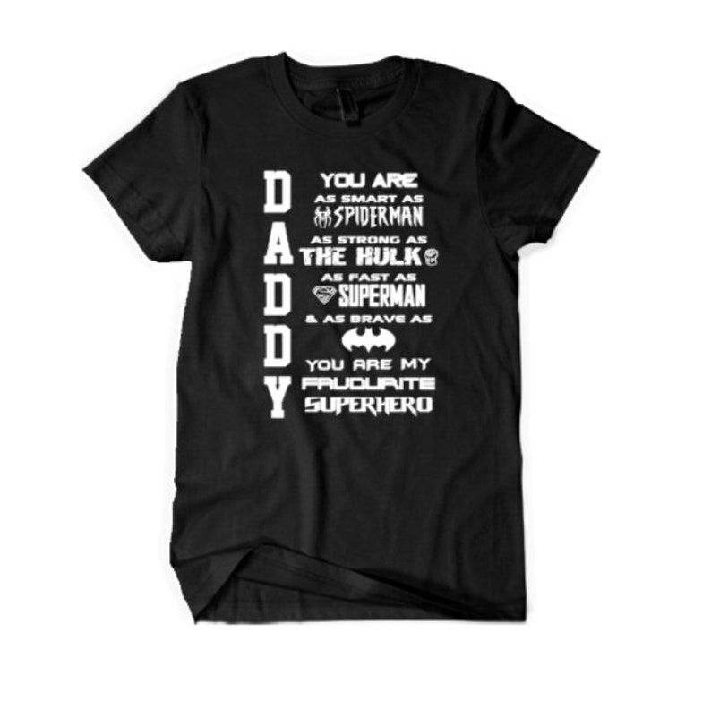 Daddy favourite superhero graphic tee tshirt fathers | Etsy