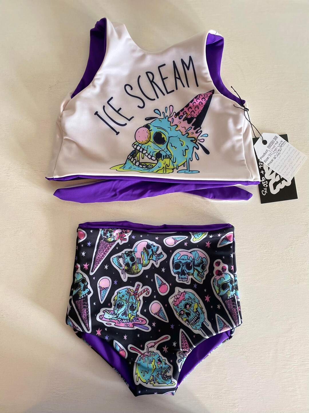 3T Reversible Bathing Suit Crop Top and Bikini Bottom Ice Etsy