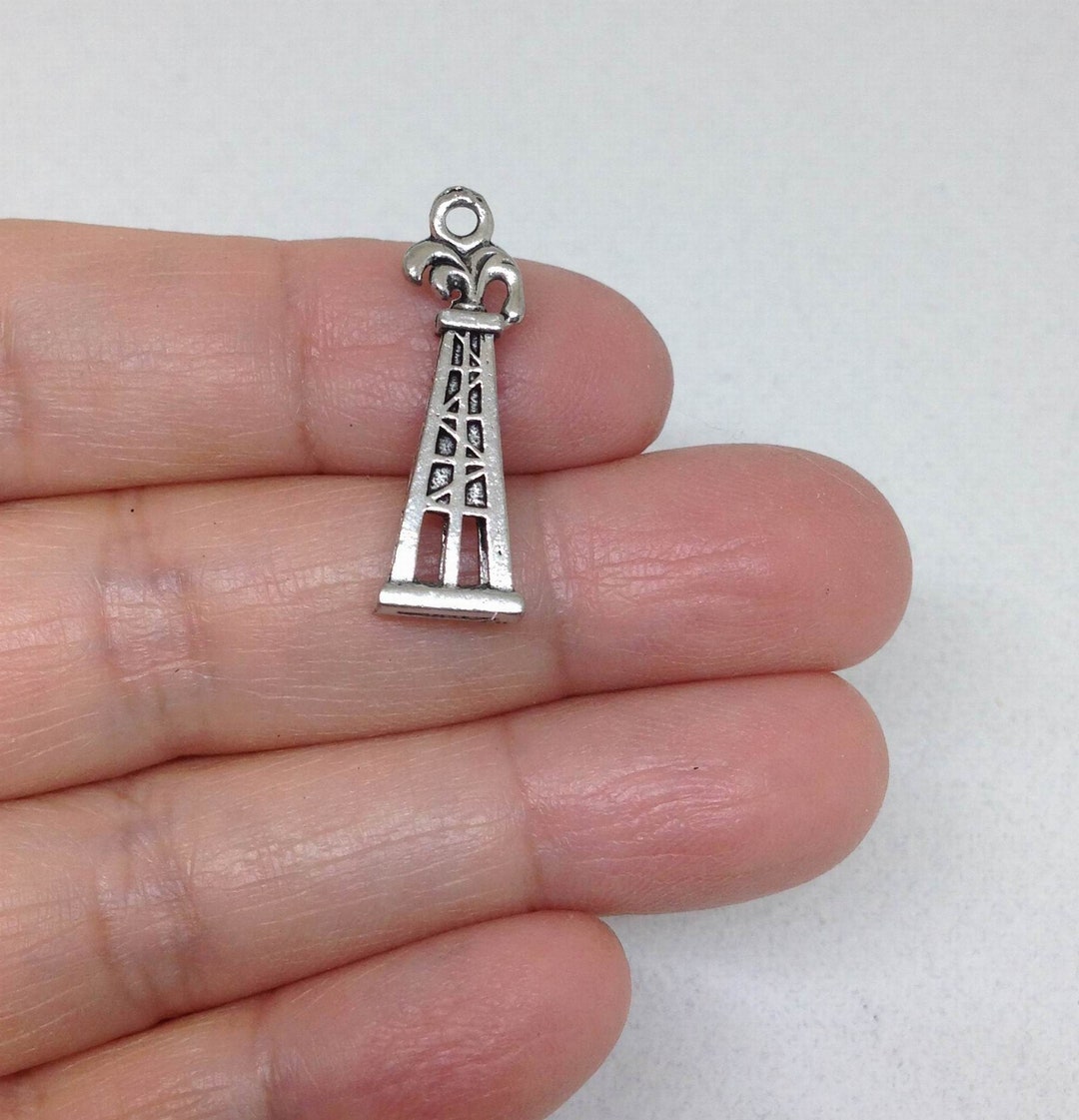 10 Gold Pump Jack Charms Oil and Gas Charm Oil Rig Charm Etsy