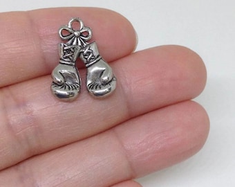 Mireval Sterling Silver Antiqued Boxing Gloves Charm on an Optional Charm Holder Mireval Sterling Silver Antiqued Boxing Gloves Charm on an Optional Charm Holder