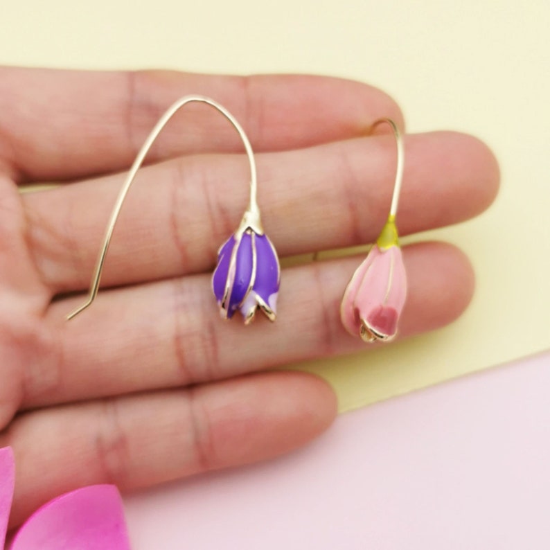 Tulip Earrings Romantic Flower Earrings Flora Tulip Flower Etsy