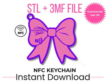 Bow NFC Keychain STL + 3MF File | Tap Phone Digital Business Card (Instant Download)