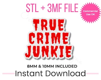 True Crime Junkie Stroh Topper STL + 3MF | 8mm & 10mm | Stanley Topper | Horror 3D Druckdatei | Krimi Liebhaber Geschenk