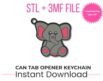 Llavero abrelatas con forma de elefante (archivo STL/diseño para impresión 3D, descarga digital)