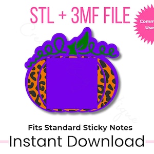 Leopard Kürbis Sticky Note Halter STL + 3MF | 3x3 Notizen | Herbst Schreibtisch Dekor 3D Druck Datei | Halloween Geschenk | Herstellen & Verkaufen