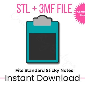 Houder voor klembordstickers STL + 3MF | Notities van 3 x 3 | Bureau-organizer 3D-afdrukbestand | Kantooraccessoire | Maken en verkopen
