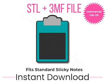Clipboard Sticky Note Holder 3D Print File | Desk Organizer (Digital Download)