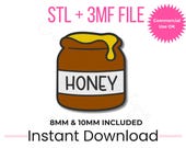 Honey Pot Straw Topper STL + 3MF | 8mm & 10mm | Stanley Topper | Cute Bee 3D Print File | Commercial Use