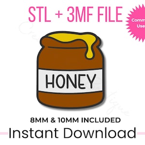 Adorno para pajitas de tarro de miel STL + 3MF / 8 mm y 10 mm / Adorno Stanley / Archivo de impresión 3D de abeja adorable / Uso comercial