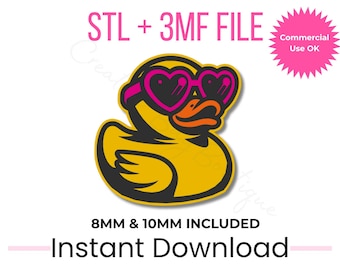 Ente Stroh Topper STL + 3MF | Sonnenbrille Ente | 8mm & 10mm | Stanley Topper | Süßer Sommer 3D Print Datei