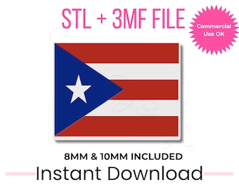 Puerto Rico Flag Straw Topper 3D Print File | Boricua Pride (STL + 3MF Download)