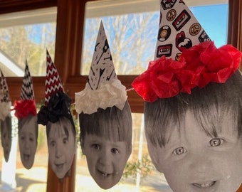 Custom Birthday Hat Face Banner *FREE SHIPPING* Bachelorette | Baby Shower | Retirement | Milestone Birthday