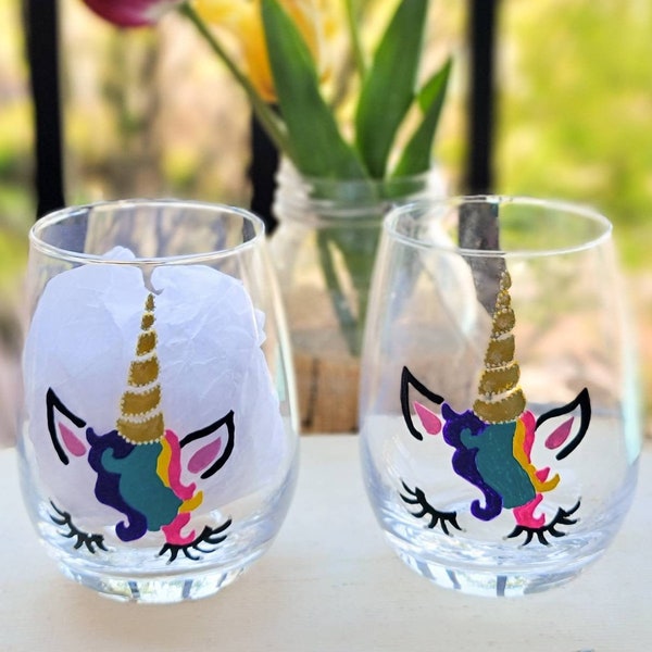 Unicorn Wine Glass Etsy