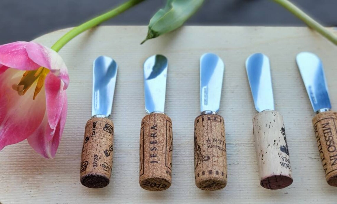 Individual Wine Cork Cheese Spreader Vineyard Wedding Favor Etsy