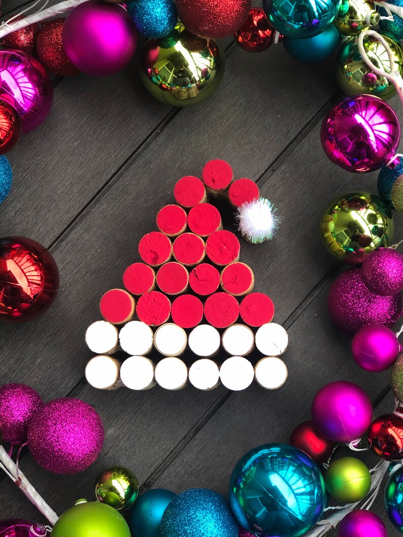 Wine Cork Santa Hat Etsy