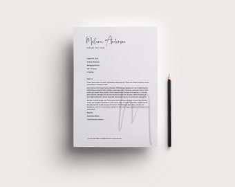 Elegant Initial Script Name Microsoft Word Letter and A4 Sizes Personal Business Letterhead Template, Instant Download Template,  L028