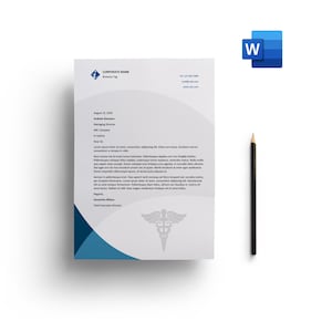 Plantilla de membrete corporativo de negocios de tamaños A4 y Microsoft Word de salud médica, plantilla de descarga instantánea, membrete moderno, L048