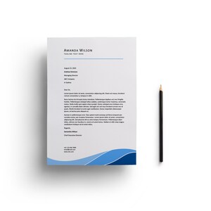 Microsoft Word Curves Letter and A4 Sizes Business Corporate Letterhead Template, Instant Download, Modern Letterhead, L034