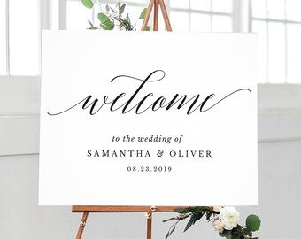 Editable black typography wedding welcome poster size, 4 sizes included, 20x16 inches, 24x18 inches, 30x20 inches, 36x24 inches, BDWel-03