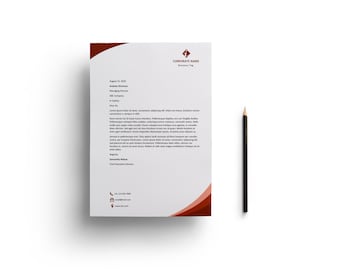 Microsoft Word Letter and A4 Sizes Curves Business Corporate Letterhead Template, Instant Download Template, Modern Letterhead L010