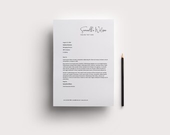 Elegant Simple Clean Script Name Microsoft Word Letter and A4 Sizes Personal Business Letterhead Template, Instant Download Template,  L027