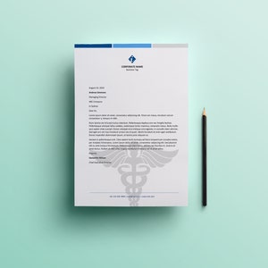 Plantilla de membrete corporativo de negocios de tamaños A4 y Microsoft Word de salud médica, plantilla de descarga instantánea, membrete moderno, L022