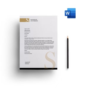 Iniciales de Microsoft Word Carta y tamaños A4 Plantilla de membrete corporativo empresarial, plantilla de descarga instantánea, membrete moderno L049