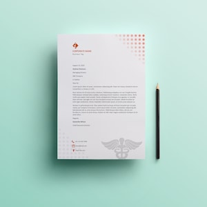 Medical Health Microsoft Word Letter y A4 Sizes Business Corporate Letterhead Template, Instant Download Template, Modern Letterhead, L023