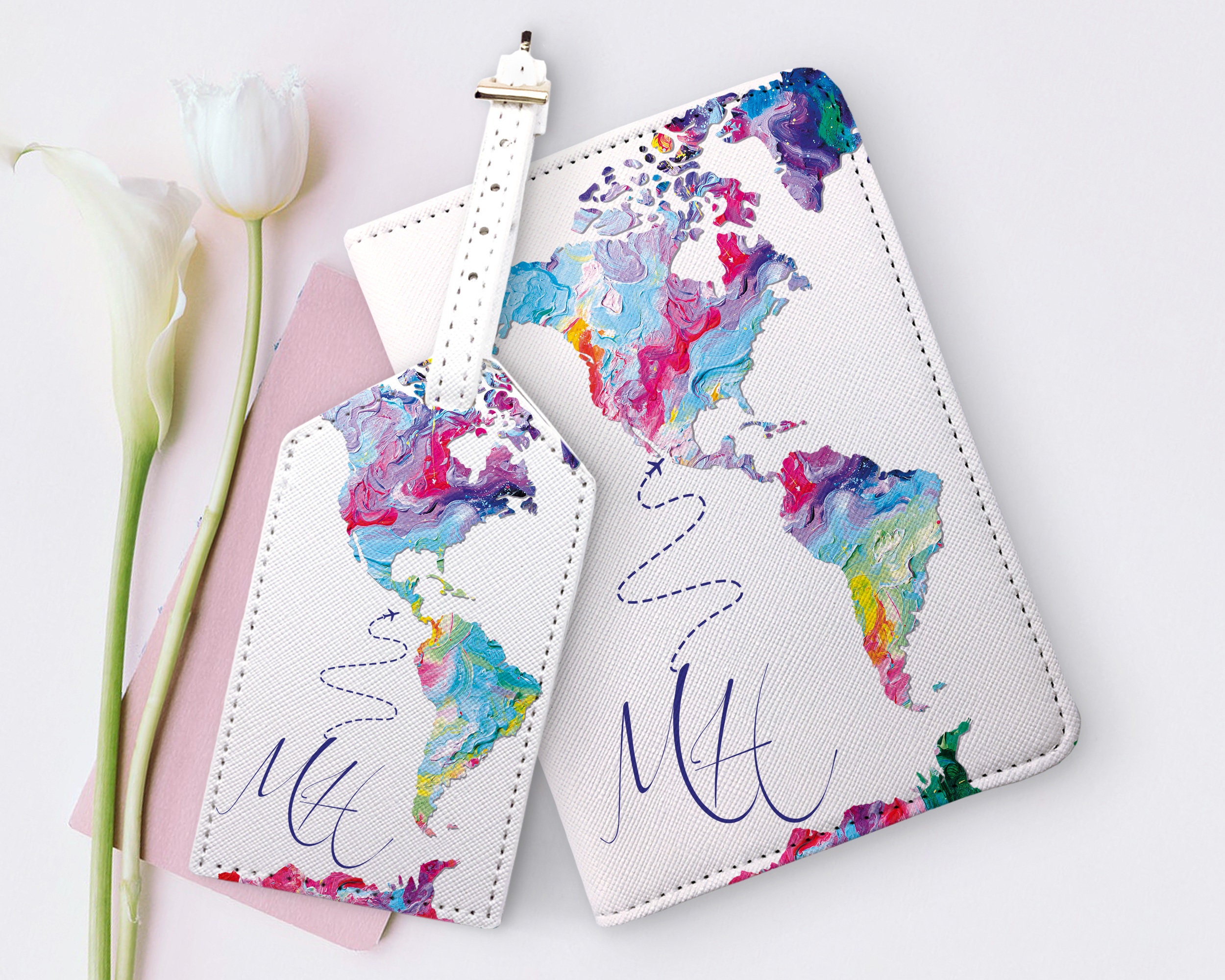 World Map or Compass Personalized Leather Passport Cover – Left Coast  Original