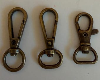 BAGMAKING DESTASH - 1/2” Assorted Swivel Snap Hooks - Antique Gold Finish - 19 pieces