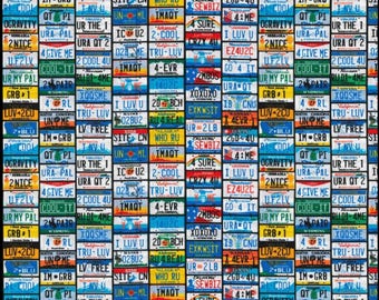 Cotton Fabric Destash - 2017 Fabric Traditions State License Plates - 2 yards