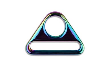 LIQUIDACIÓN DE ACCESORIOS PARA BOLSAS - Anillos triangulares de 3,8 cm (1,50") - Arcoíris - 9 piezas