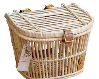 wicker bike basket with lid