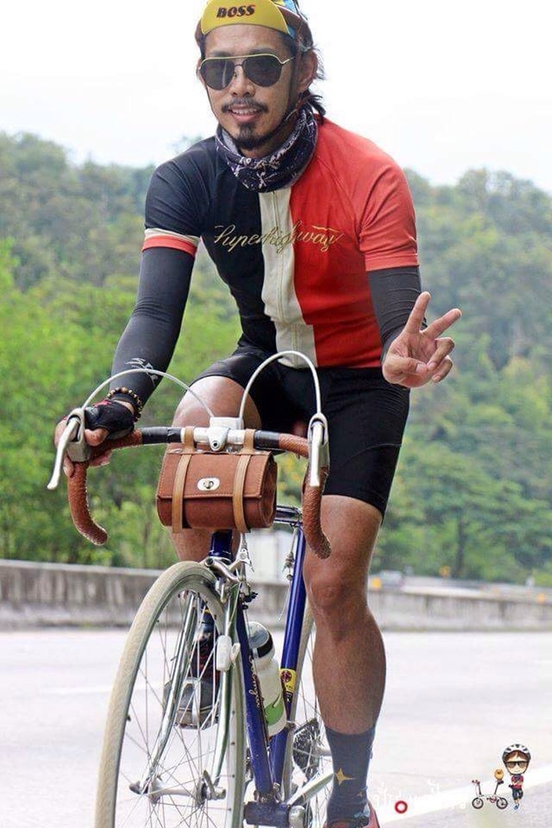 Vintage leather Bicycle Saddle bag Racer bike Tools kit handle bar tool retro