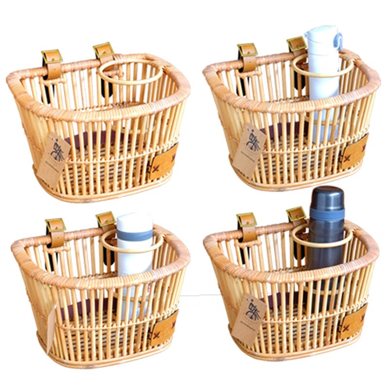 BB.BikeBasket Front Wicker Bike Bicycle Basket with Drink Etsy