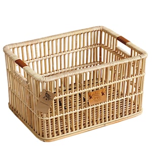 BB.BikeBasket Tylny koszyk rowerowy z wikliny na tylnym bagażniku do składanego motocykla City Beach Cruiser Pet Extra Large