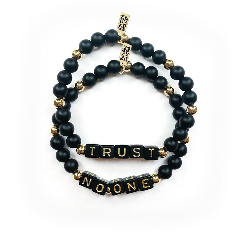 Trust No One Word Bracelet Set