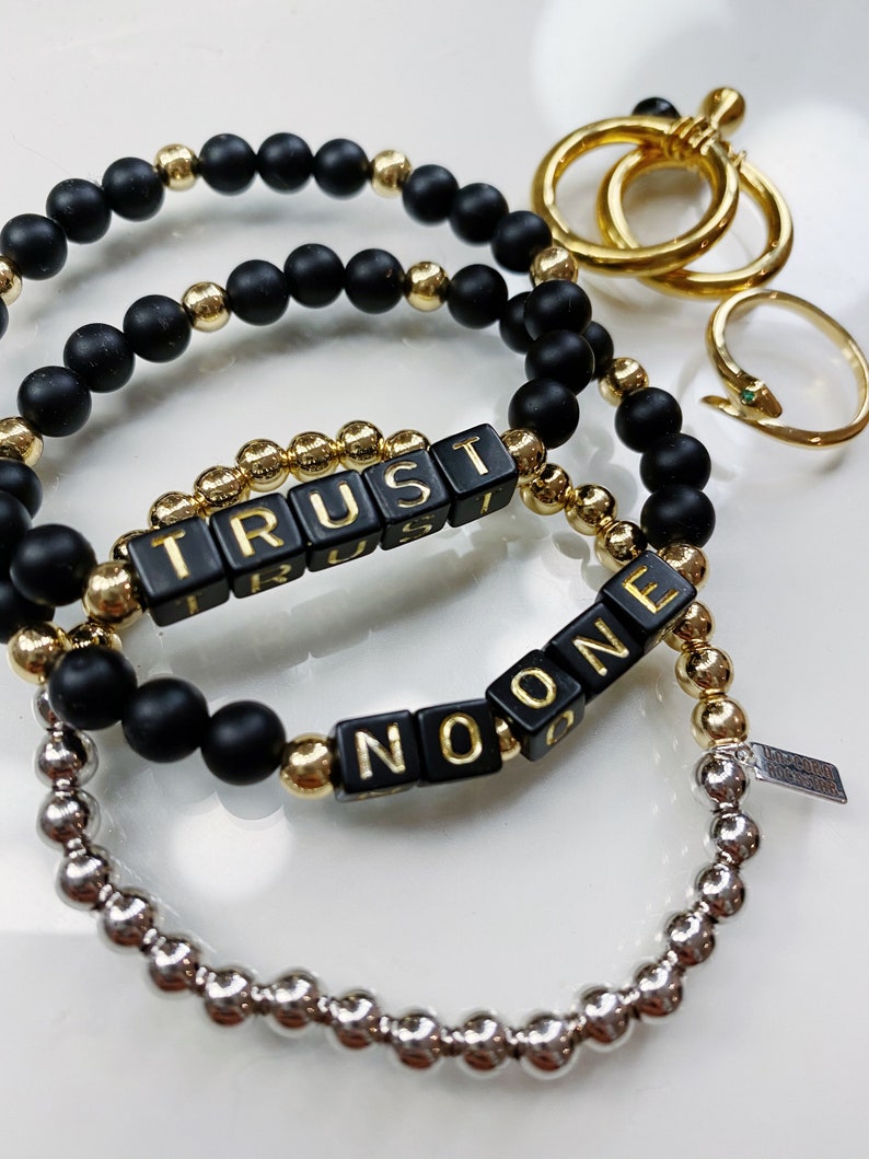 Trust No One Word Bracelet Set