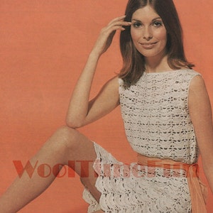 Crochet Pattern to make Lady's Summer Dress. 4ply yarn. Sizes 34 to 38 inch Bust. Classic Style.