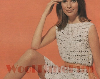 Crochet Pattern to make Lady's Summer Dress. 4ply yarn. Sizes 34 to 38 inch Bust. Classic Style.