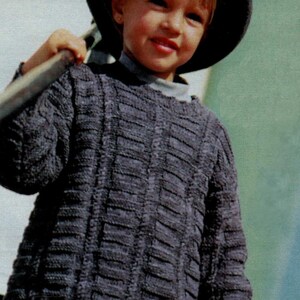 Knitting Pattern Girl&#39;s Kids Chunky Aran Sweater. 72-106 cm chest
