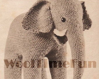 Vintage 1940s WW2  Knitting Pattern To Make Cute Toy Elephant. Make From Oddments.